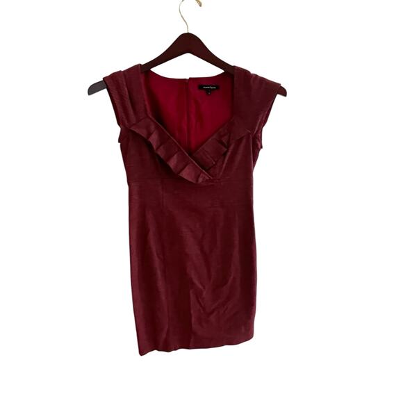 Nanette Lepore Red Ruffle Neck Tweed Dress - Size 6 - Made in USA - Picture 1 of 6